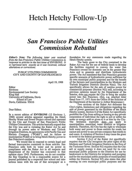 San Francisco Public Utilities Commission Rebuttal
