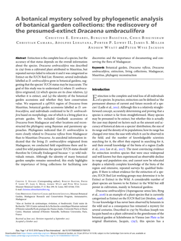 A Botanical Mystery Solved by Phylogenetic Analysis of Botanical Garden Collections: the Rediscovery of the Presumed-Extinct Dracaena Umbraculifera