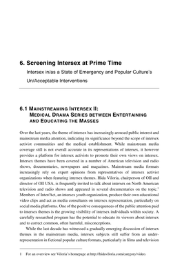 6. Screening Intersex at Prime Time Intersex In/As a State of Emergency and Popular Culture’S Un/Acceptable Interventions