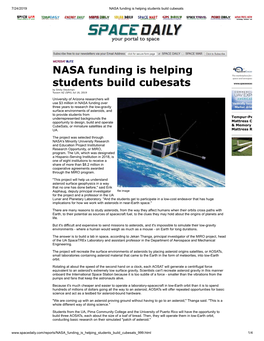 NASA Funding Is Helping Students Build Cubesats