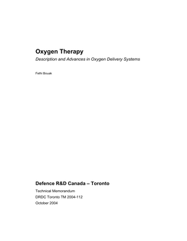 Oxygen Therapy Description and Advances in Oxygen Delivery Systems