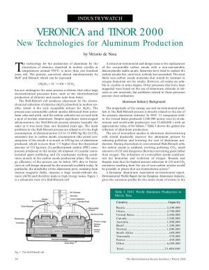 VERONICA and TINOR 2000 New Technologies for Aluminum Production