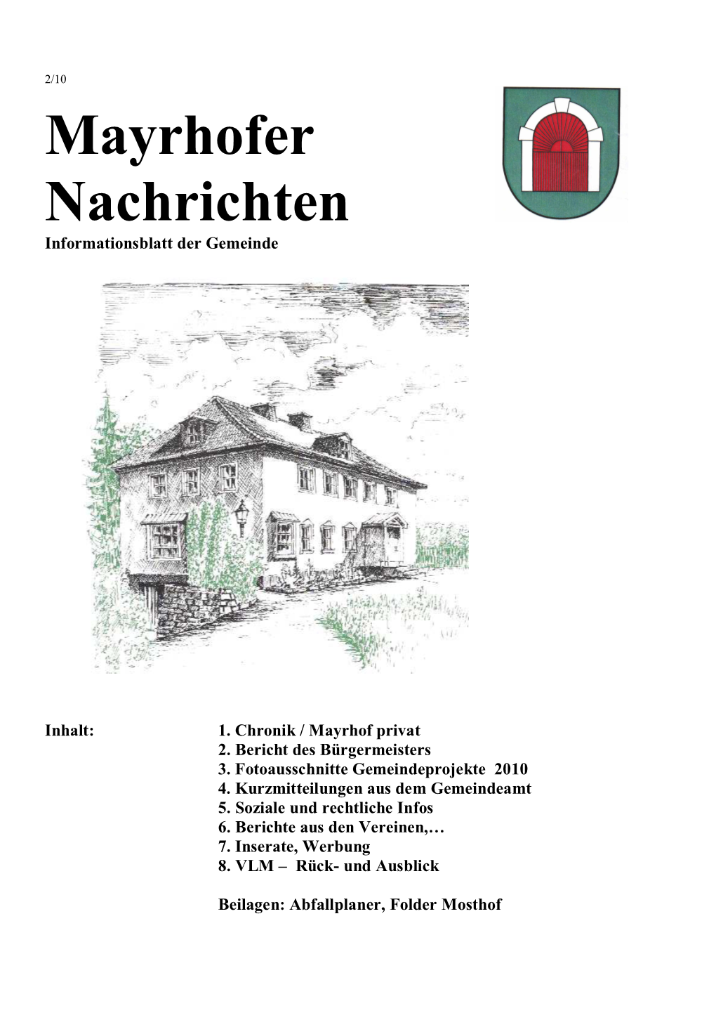 Mayrhofer Nachrichten Informationsblatt Der Gemeinde