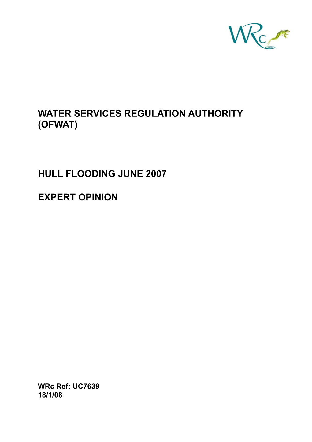 Water Services Regulation Authority (Ofwat) Hull Flooding June 2007