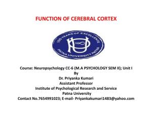 Function of Cerebral Cortex