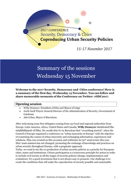 Review of the Session of 15 November 2017