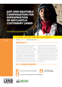Just and Equitable Compensation for Expropriation of Motlhotlo Customary Lands