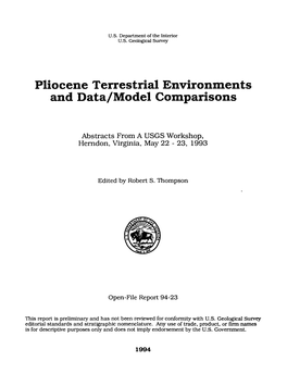 Pliocene Terrestrial Environments and Data/Model Comparisons