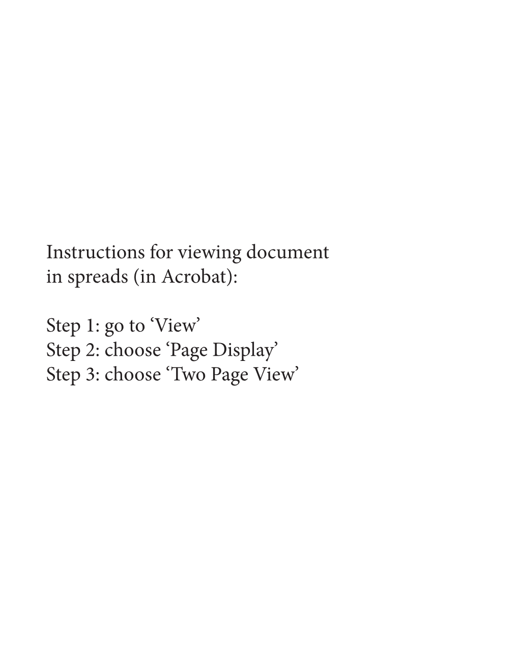 Instructions for Viewing Document in Spreads (In Acrobat): Step 1