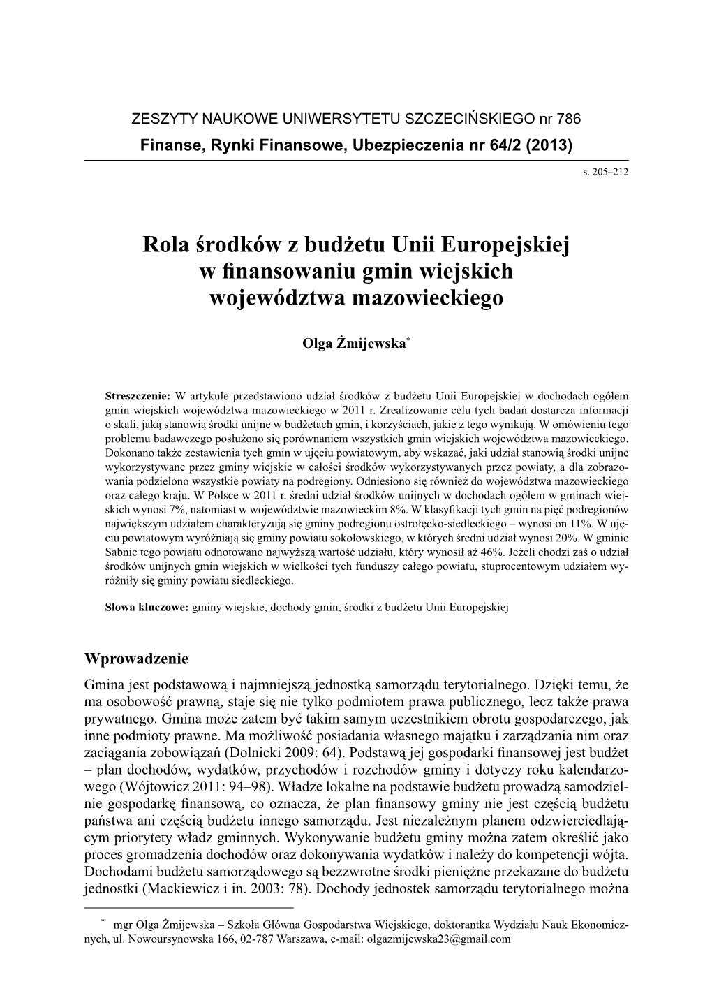 Rola Środków Z Budżetu Unii Europejskiej W Finansowaniu Gmin