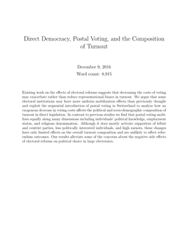 Direct Democracy, Postal Voting, and the Composition of Turnout