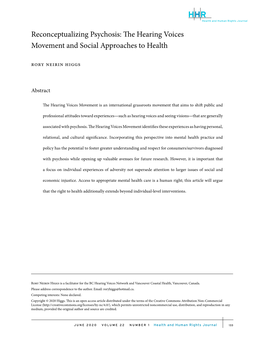 Reconceptualizing Psychosis: the Hearing Voices Movement And