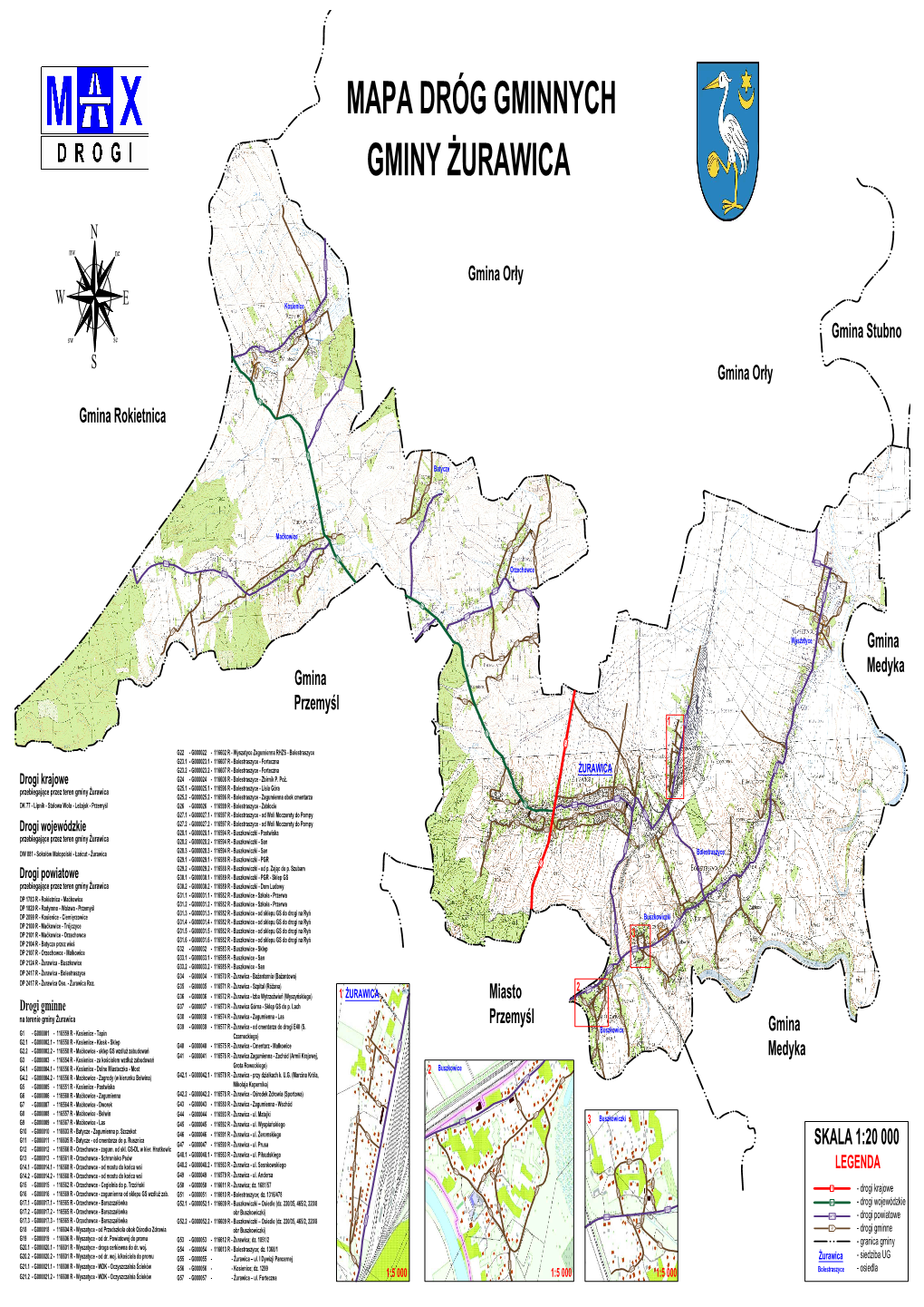 Mapa Dróg Gminnych Gminy Żurawica