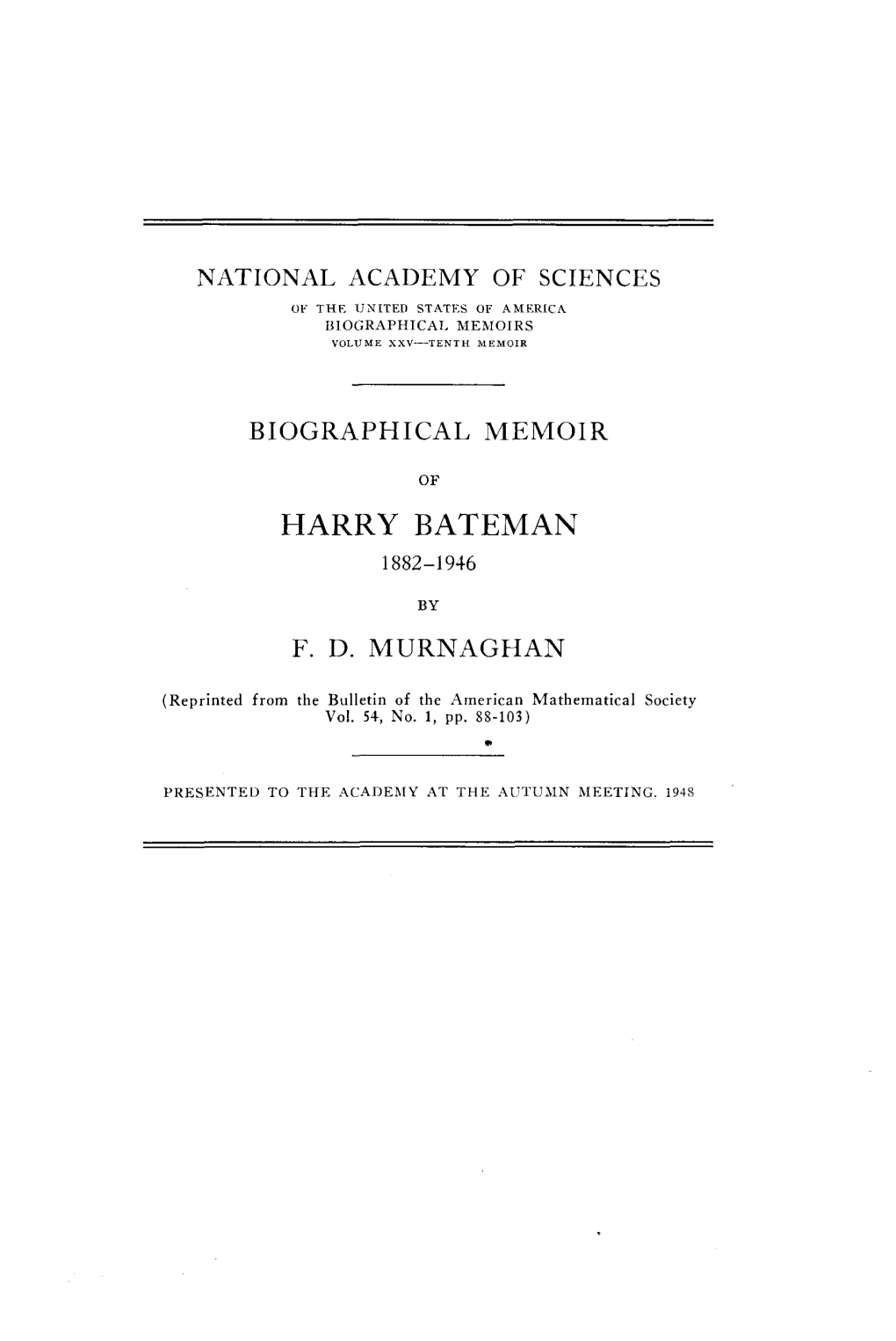 Harry Bateman 1882-1946