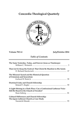 Concordia Theological Quarterly