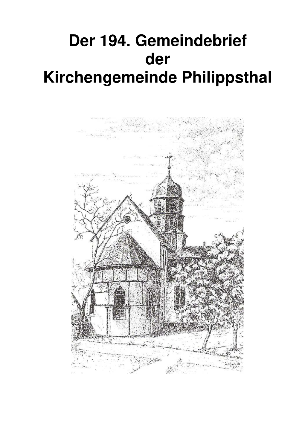 Der 194. Gemeindebrief Der Kirchengemeinde Philippsthal