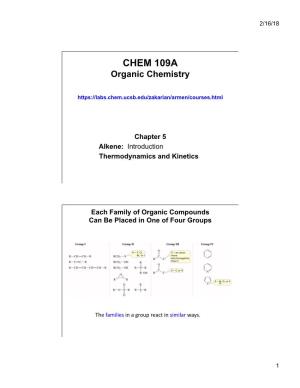 CHEM 109A Organic Chemistry