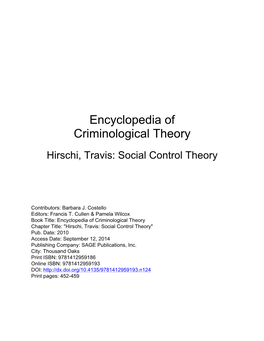 Hirschi, Travis: Social Control Theory