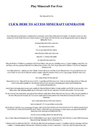 Play Minecraft for Free