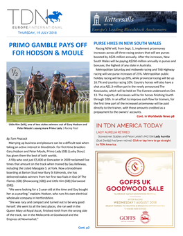Primo Gamble Pays Off for Hodson & Moule