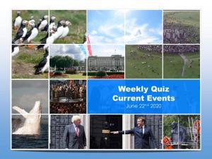 Weekly Quiz Current Events June 22Nd 2020