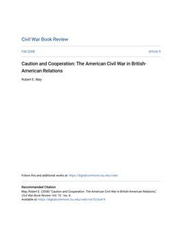 The American Civil War in British-American Relations," Civil War Book Review: Vol