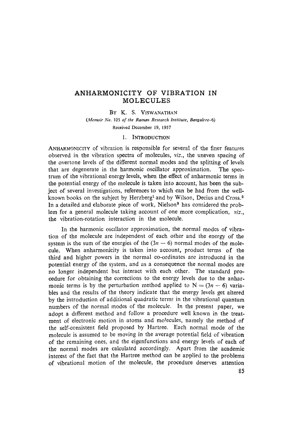 Anharmonicity of Vibration in Molecules 87