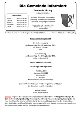 Die Gemeinde Informiert