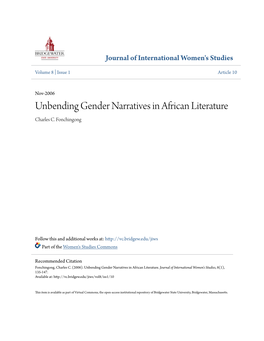 Unbending Gender Narratives in African Literature Charles C