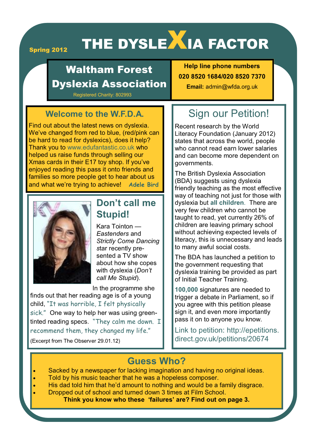 WFDA Newsletter Spring 2012