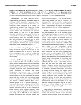 Comparing Volcanic Resurfacing Styles on Venus: Results of Geologic Mapping Studies of the Isabella (V-50) and Devana Chasma (V-29) Quadrangles