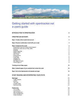 Getting Started with Opentracker.Net a Users Guide