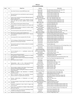 Icmc 2021 List of Accepted Papers
