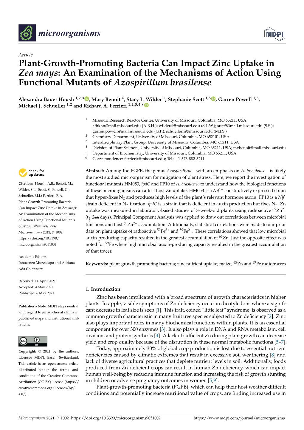 Plant-Growth-Promoting Bacteria Can Impact Zinc Uptake in Zea Mays: an Examination of the Mechanisms of Action Using Functional Mutants of Azospirillum Brasilense