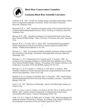Black Bear Conservation Committee Louisiana Black Bear Scientific