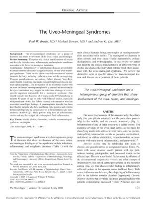 The Uveo-Meningeal Syndromes