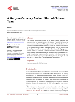 A Study on Currency Anchor Effect of Chinese Yuan