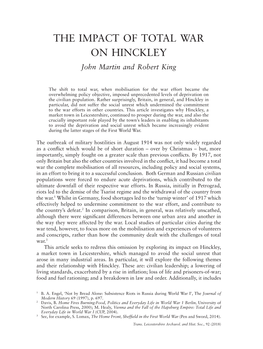 The Impact of Total War on Hinckley Pp.205-216