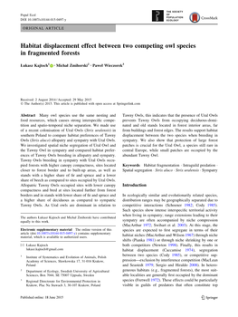 Habitat Displacement Effect Between Two Competing Owl Species in Fragmented Forests