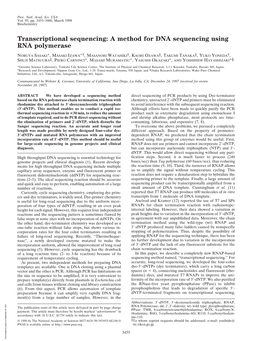 A Method for DNA Sequencing Using RNA Polymerase