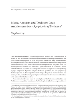 Music, Activism and Tradition: Louis Andriessen's Nine Symphonies of Beethoven* Stephen