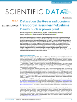 Dataset on the 6-Year Radiocesium Transport in Rivers Near Fukushima