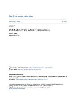 English Ethnicity and Culture in North America