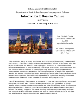 Slav-R 223 Introduction to Russian Culture