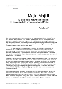 Majid Majidí El Cine De La Naturaleza Original: La Alquimia De La Imagen En Majid Majidí