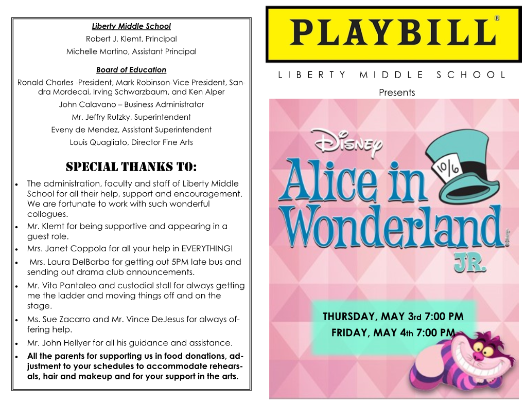 Alice in Wonderland Jr Playbill 2018.Pdf