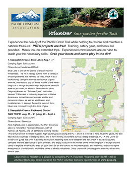 Experience the Beauty of the Pacific Crest Trail While Helping to Restore and Maintain a National Treasure