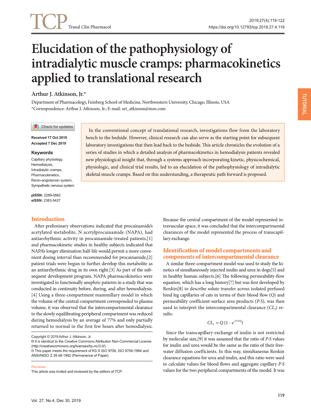Elucidation of the Pathophysiology of Intradialytic Muscle Cramps: Pharmacokinetics Applied to Translational Research