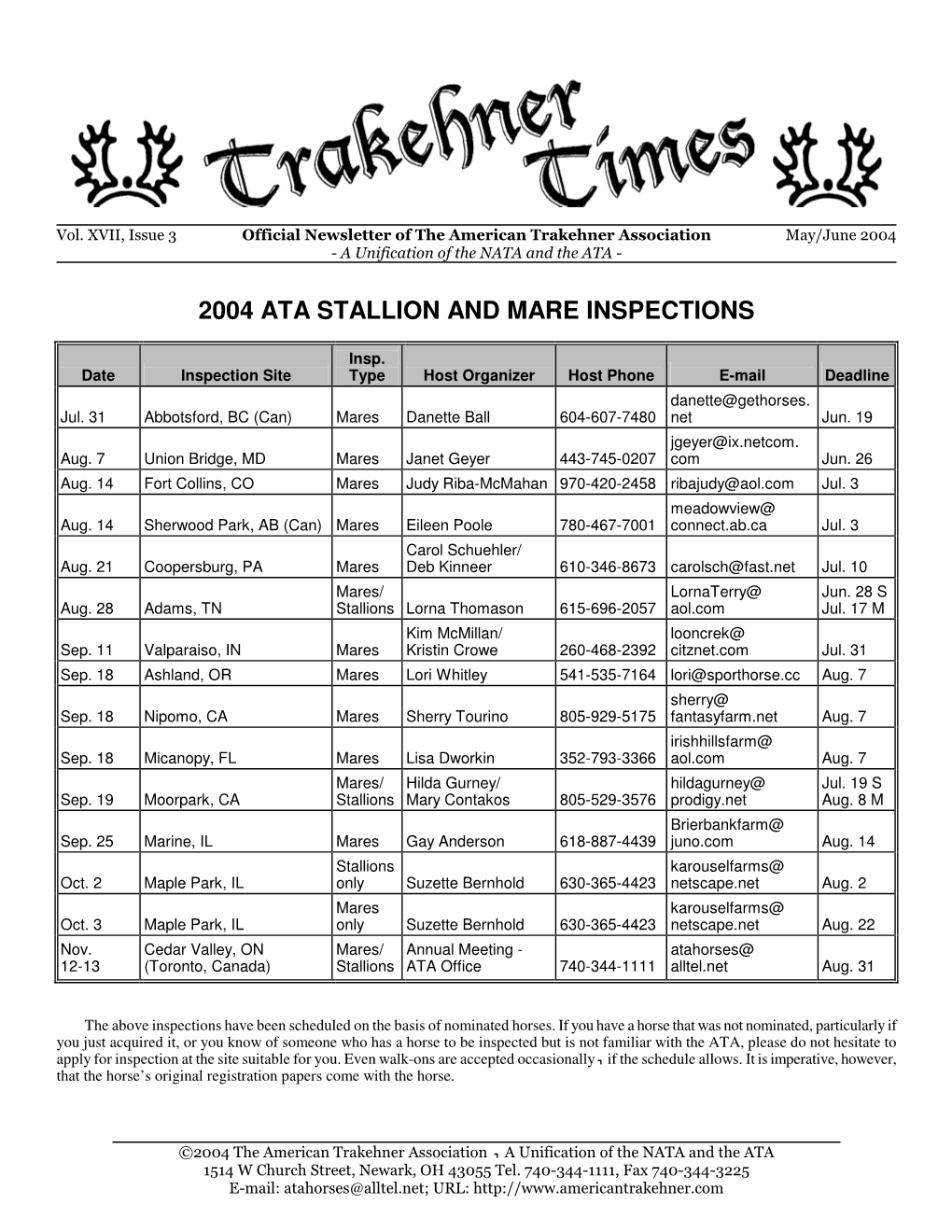 2004 Ata Stallion and Mare Inspections