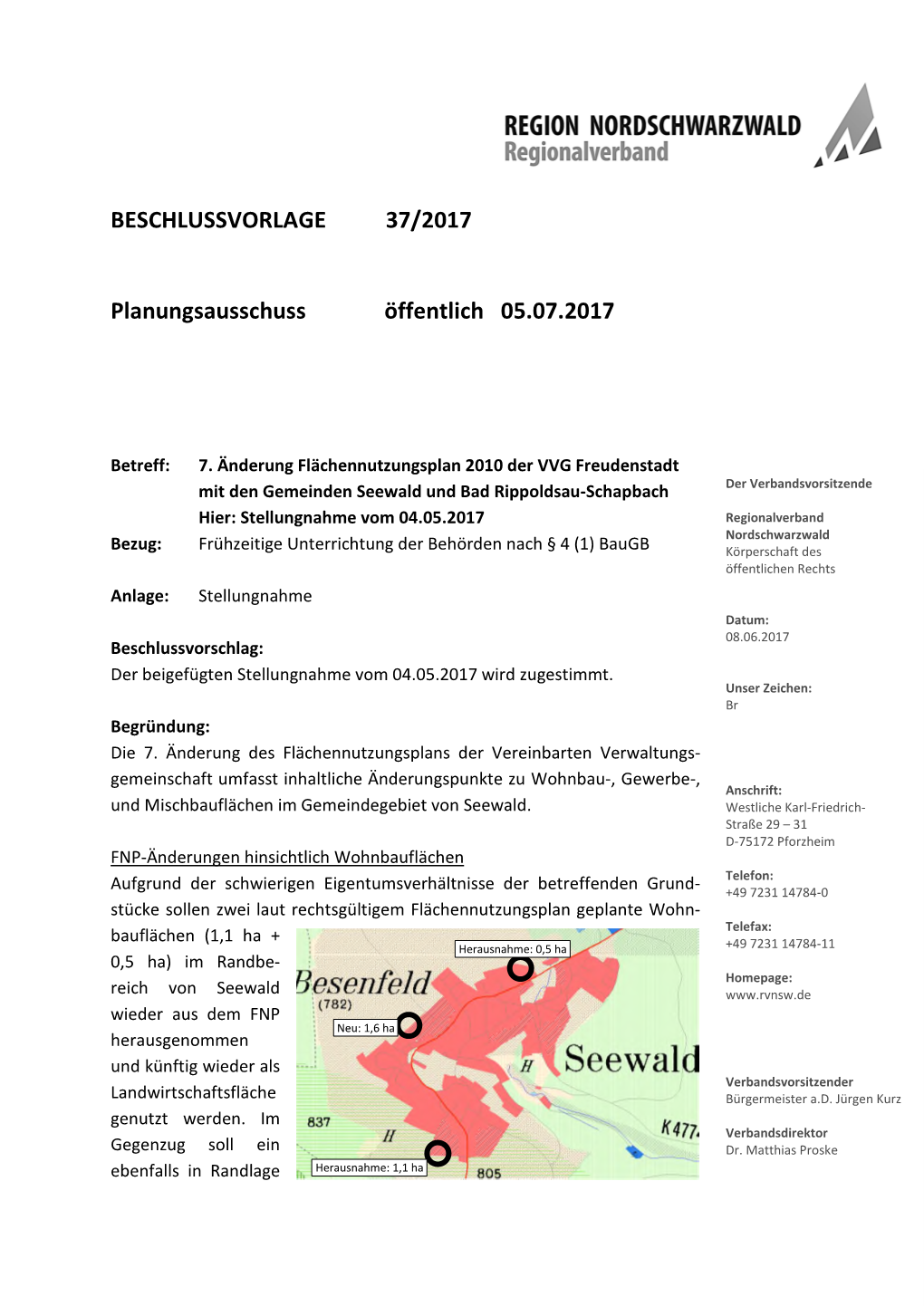 BESCHLUSSVORLAGE 37/2017 Planungsausschuss Öffentlich